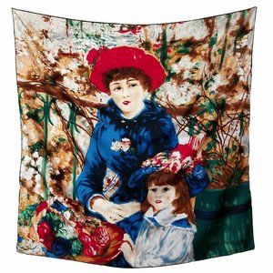 Women Square Scarf in 100% Twill Silk 90cm